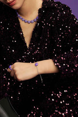 APM Monaco Purple Square Adjustable Bracelet in Silver