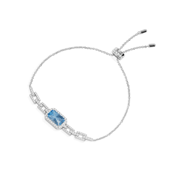 Pavé Lagoon Blue Rectangle Adjustable Chain Bracelet