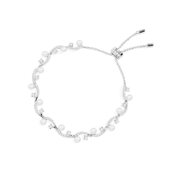 Flower Adjustable Bracelet with Pearls