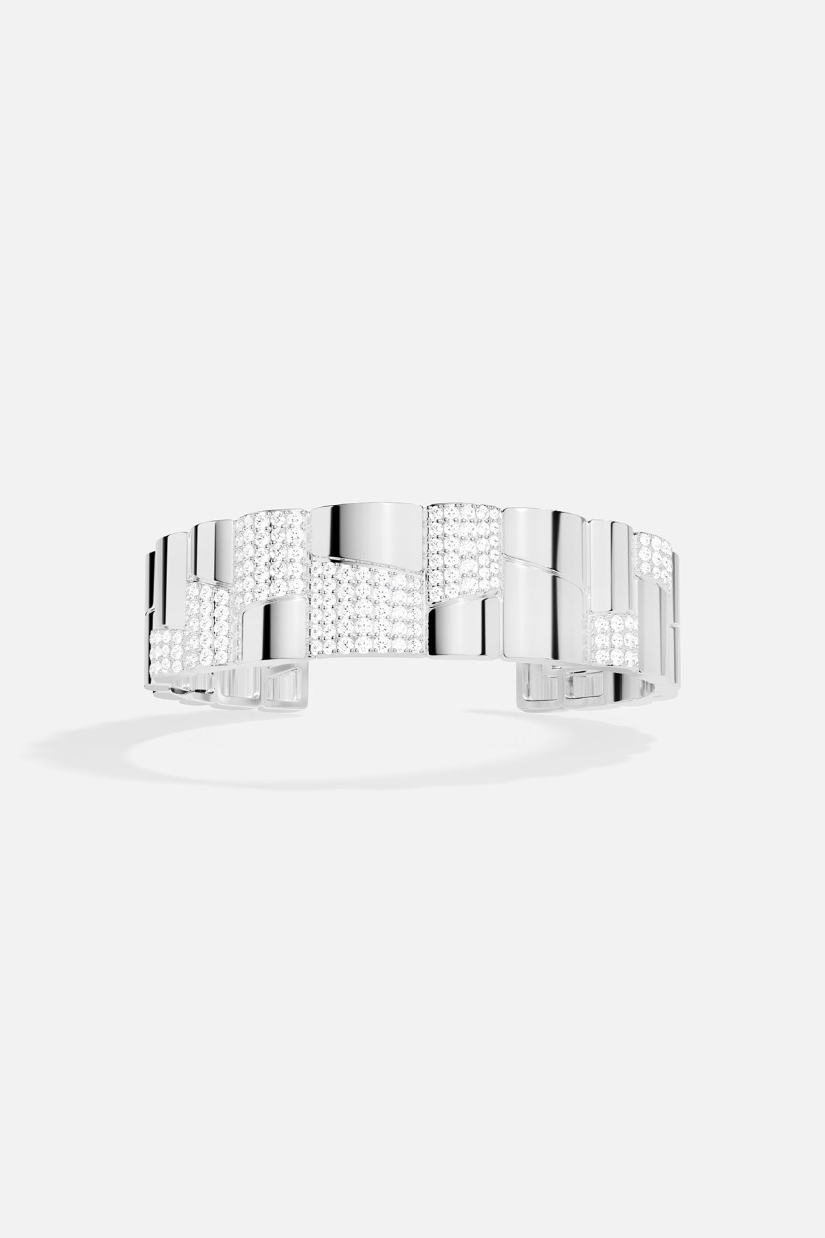 Silver bangle on a white background