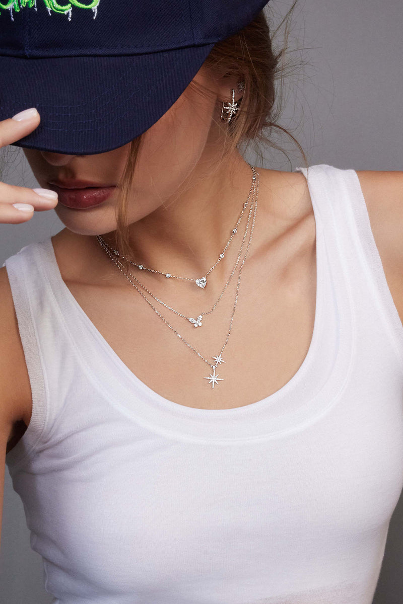 APM Monaco Heart Adjustable Necklace - silver
