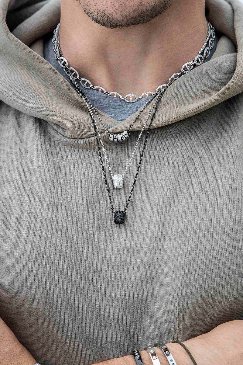 APM Monaco Smile Morse Code Adjustable Necklace in Silver