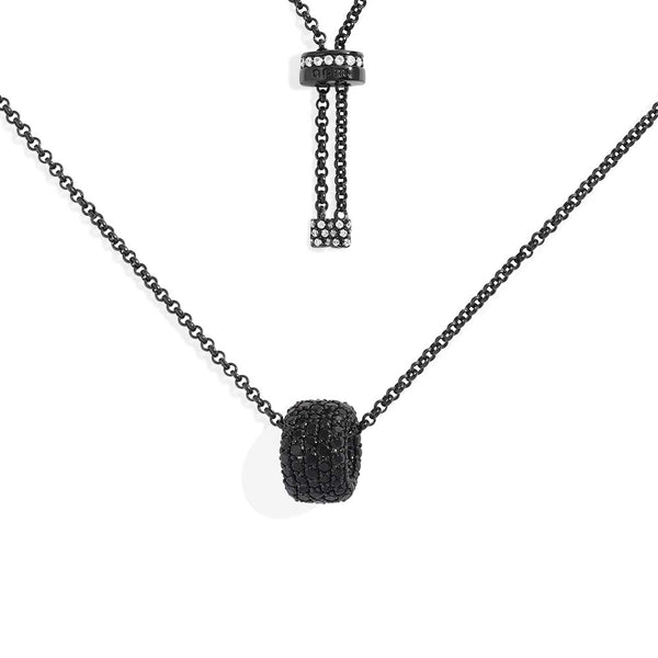 Schwarze verstellbare Halskette mit Pavé-Ring