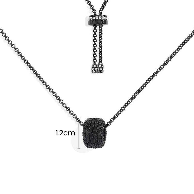 Black Adjustable Necklace with Pavé Ring