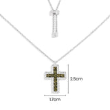 Verstellbare Halskette in Khaki mit Pavé und Kreuz