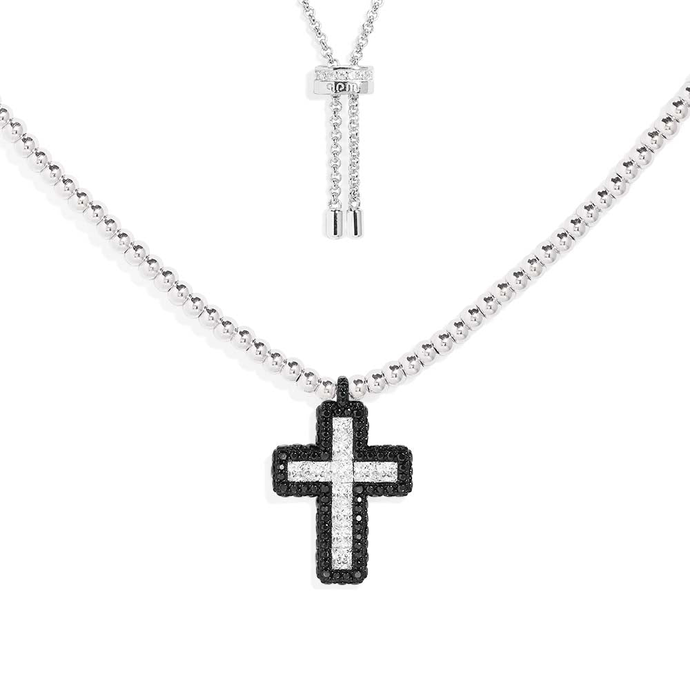 Black Onyx Cross Necklace | Handmade Stylish Accessory | Ebru Jewelry