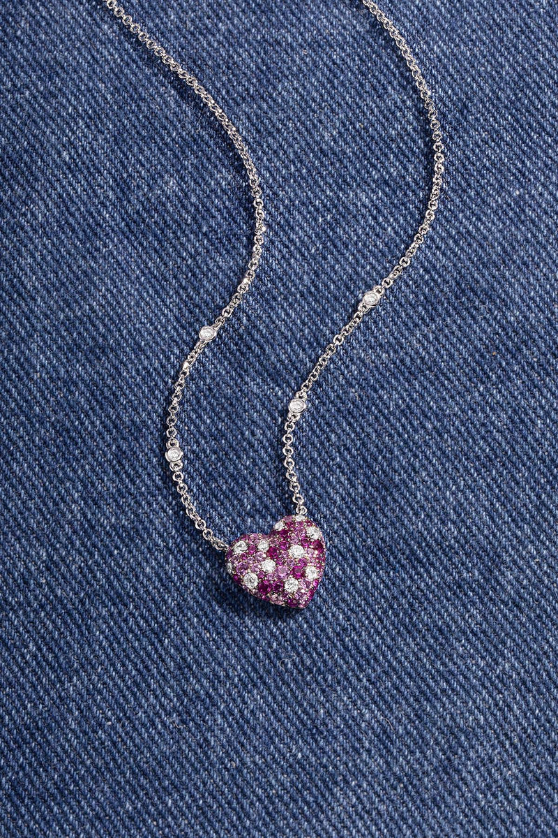 Small Fuchsia Heart Adjustable Necklace