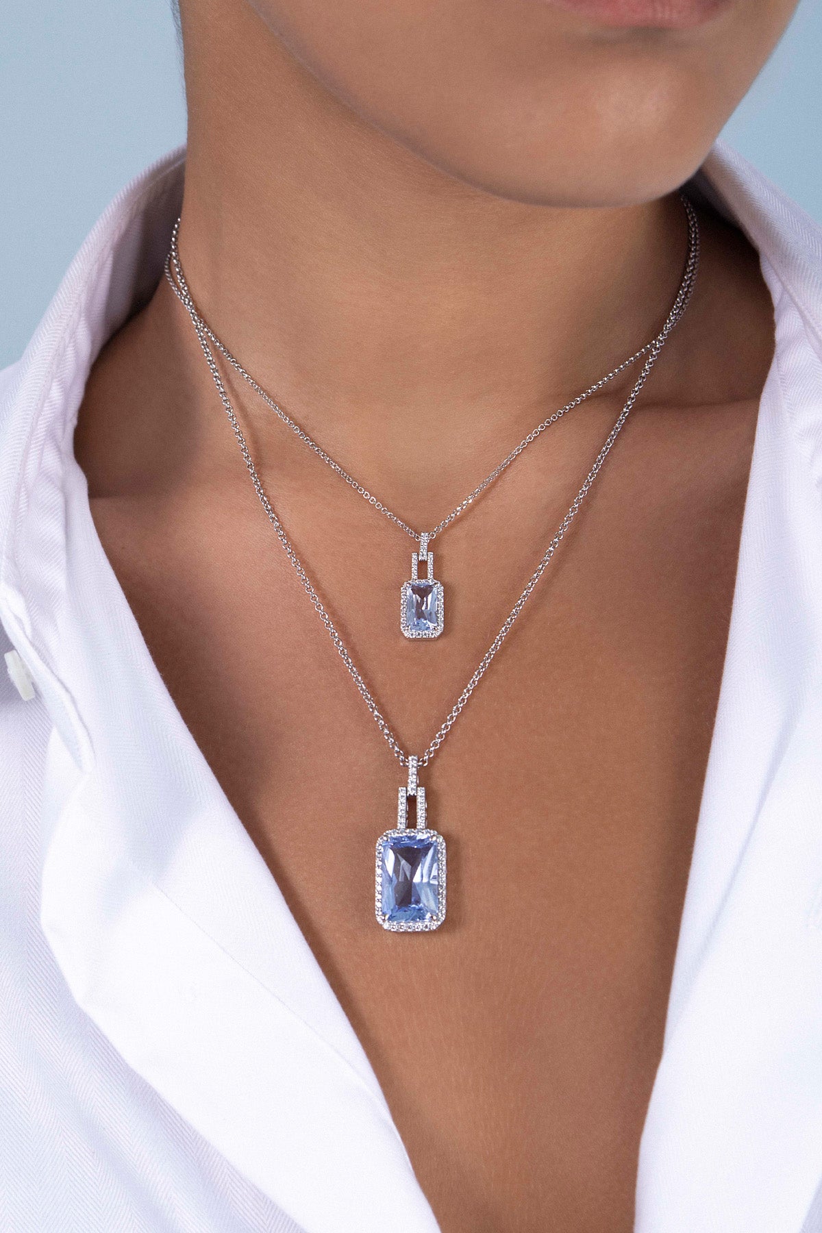 Statement Adjustable Necklace with Lagoon Blue Pendant | APM Monaco