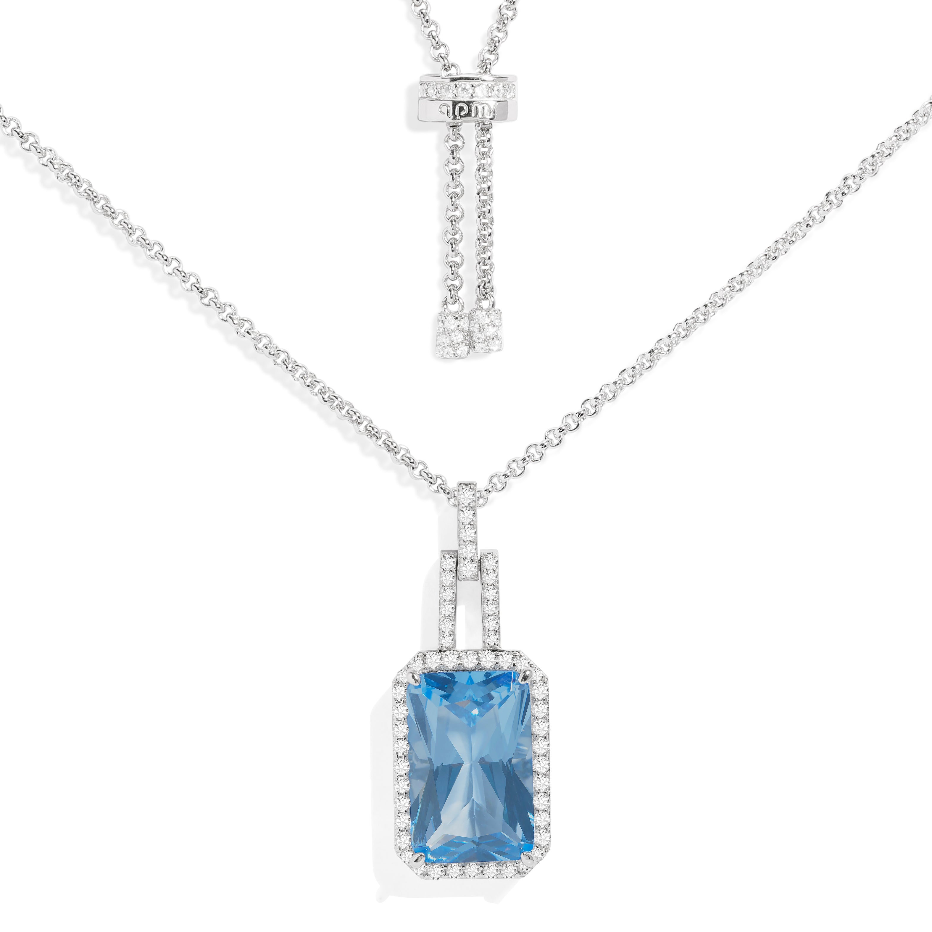 Statement Adjustable Necklace with Lagoon Blue Pendant | APM Monaco