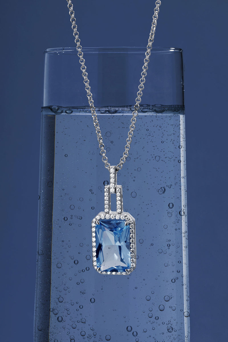 Verstellbare Statement Halskette mit lagunenblauem Anhänger