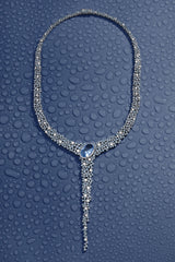 Lagoon Blue Y-Drop Pavé Necklace