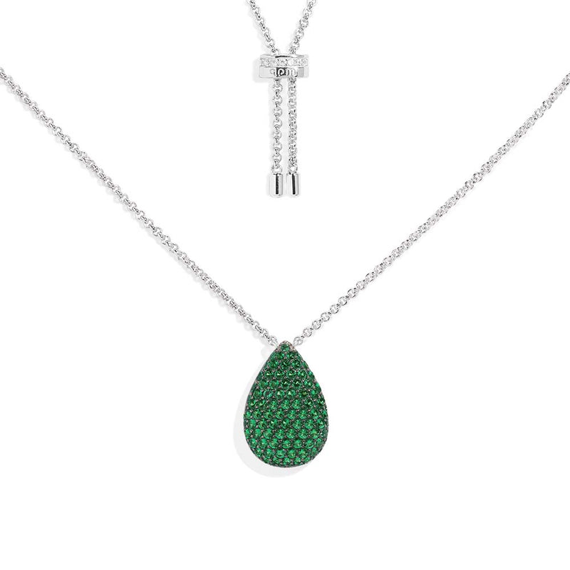 Verstellbare Halskette mit grünem Tropfen