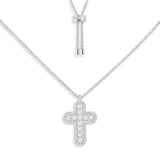 Verstellbare Halskette mit Kreuz und Perlen