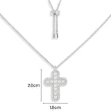 Verstellbare Halskette mit Kreuz und Perlen