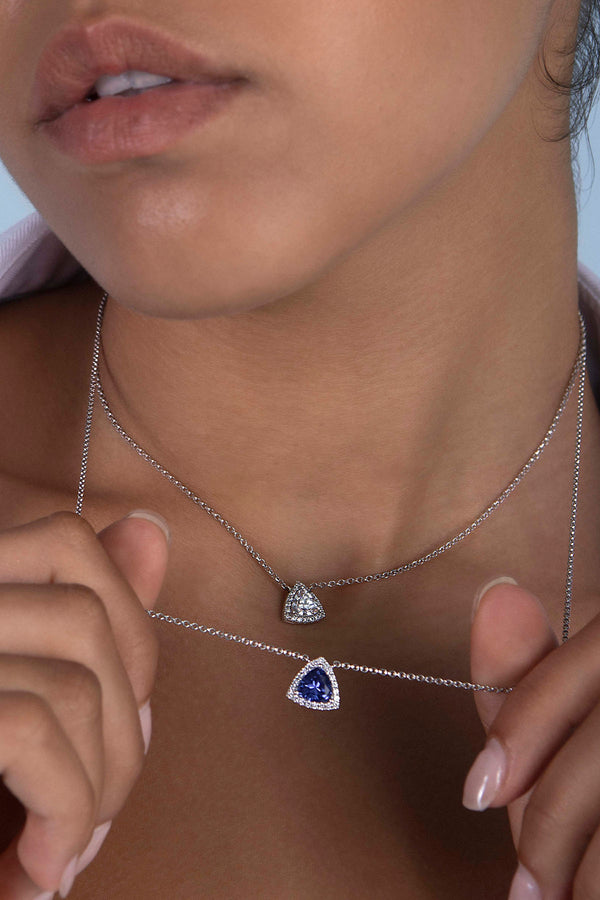 APM Monaco Triangle Pavé Adjustable Necklace in Silver