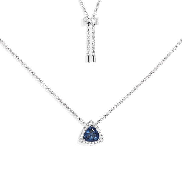 Dreieckige verstellbare Halskette in Blau mit Pavé
