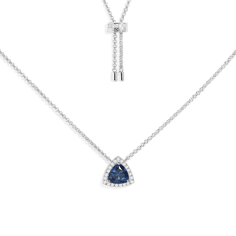 Dreieckige verstellbare Halskette in Blau mit Pavé