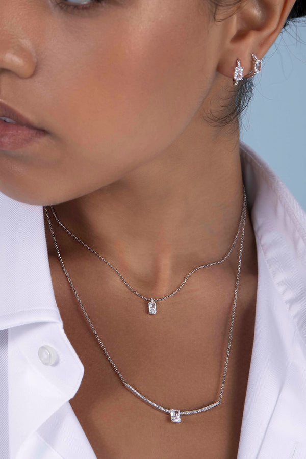 APM Monaco Adjustable Necklace with Éclat Pendant in Silver