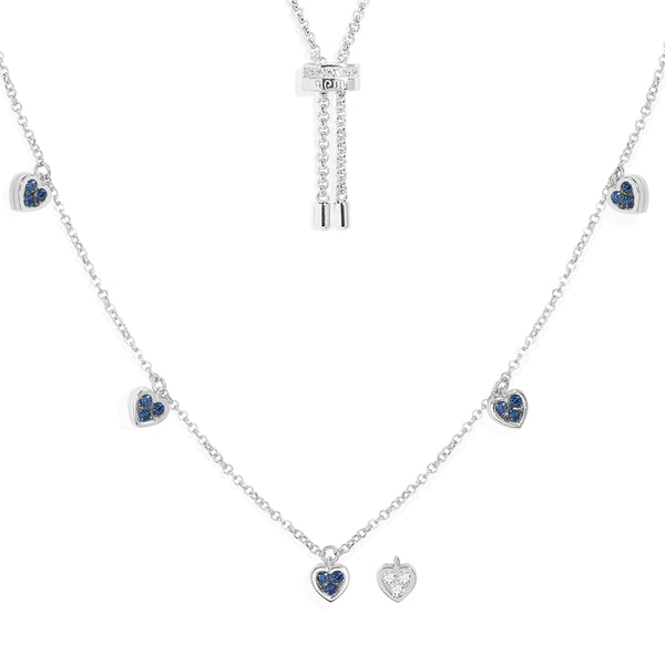 Blauer & weißer Verstellbare Halskette in Herzform