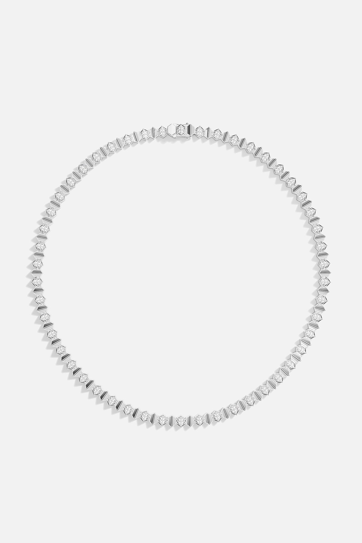Silver necklace on a white background