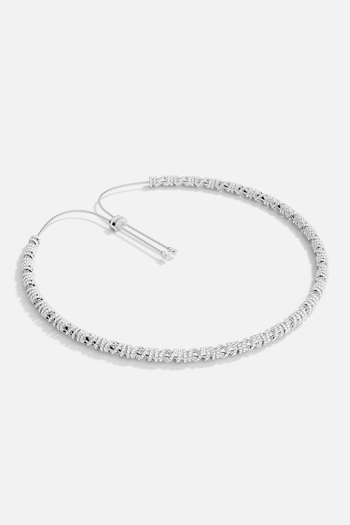 APM MONACO silver enlace adjustable bracelet with clear white stones 