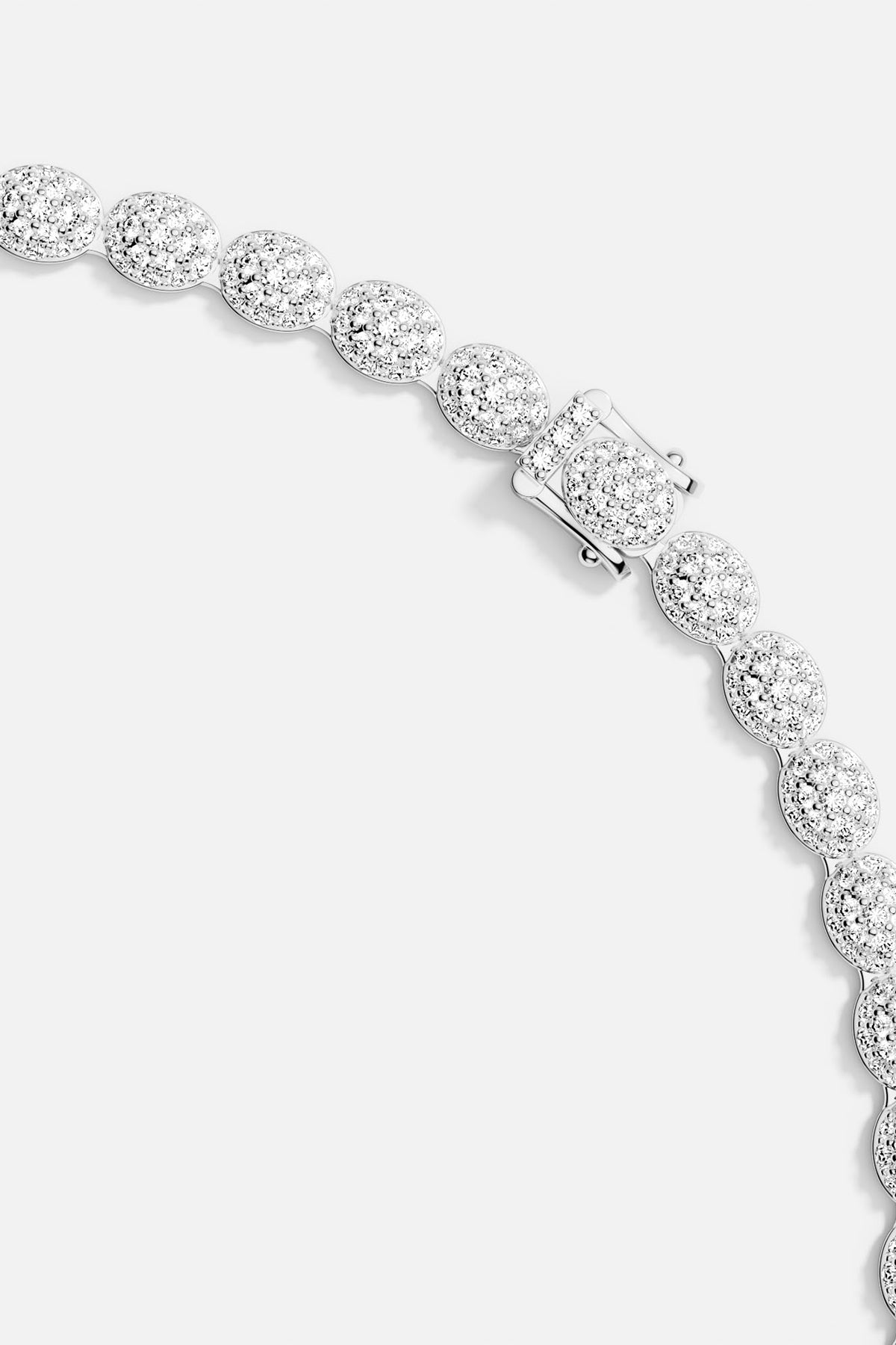 APM MONACO pave necklace in silver on a light gray background