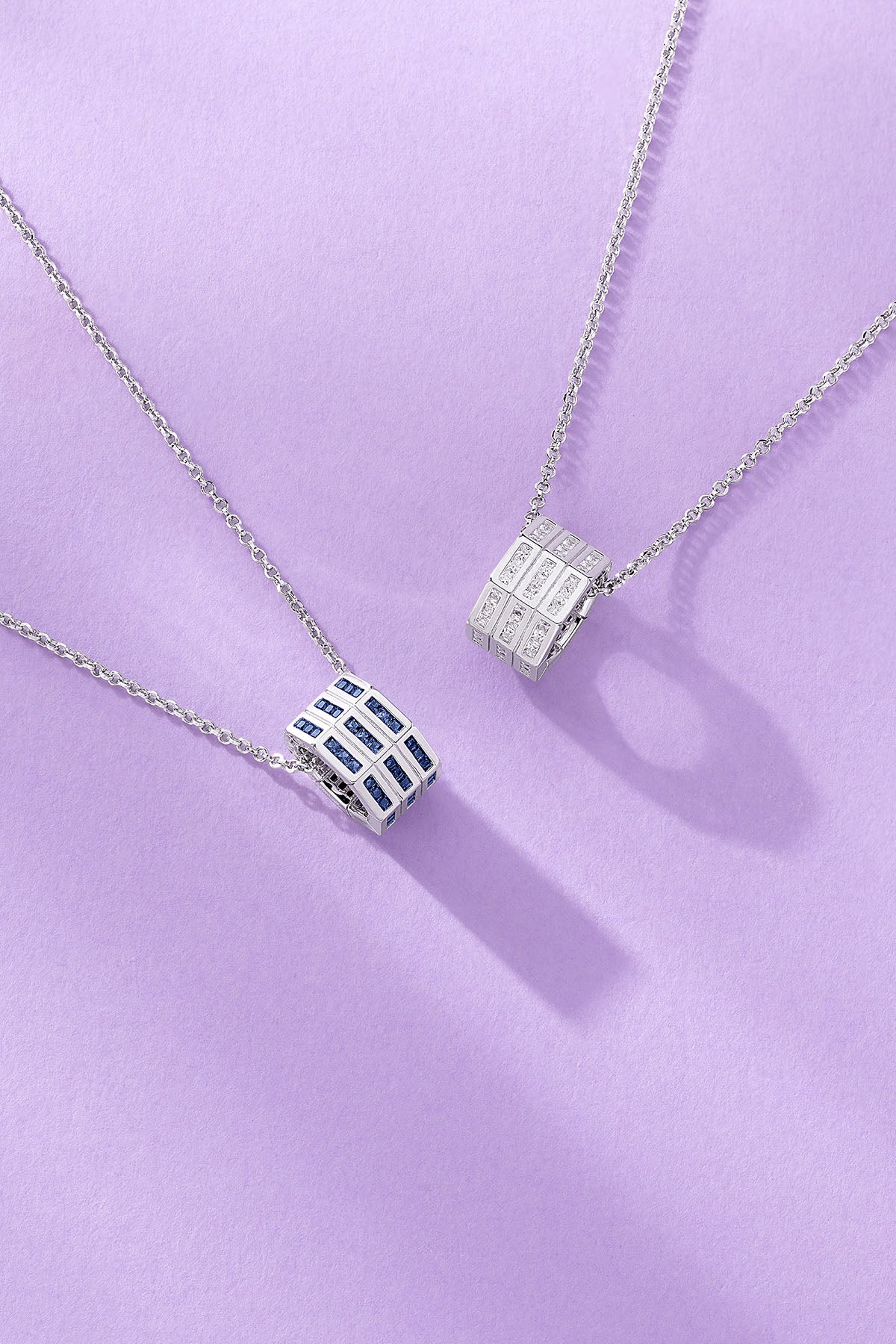 Necklace with a pendant on a purple background