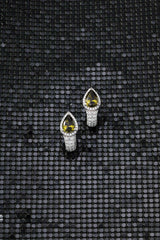 Huggie Earrings With Khaki Pear Stones