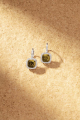 Hoop Earrings with Khaki Square Stones