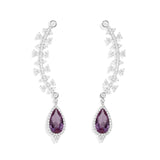 Symmetric Earrings with Purple Drop