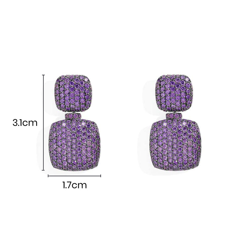 紫色方形耳環
