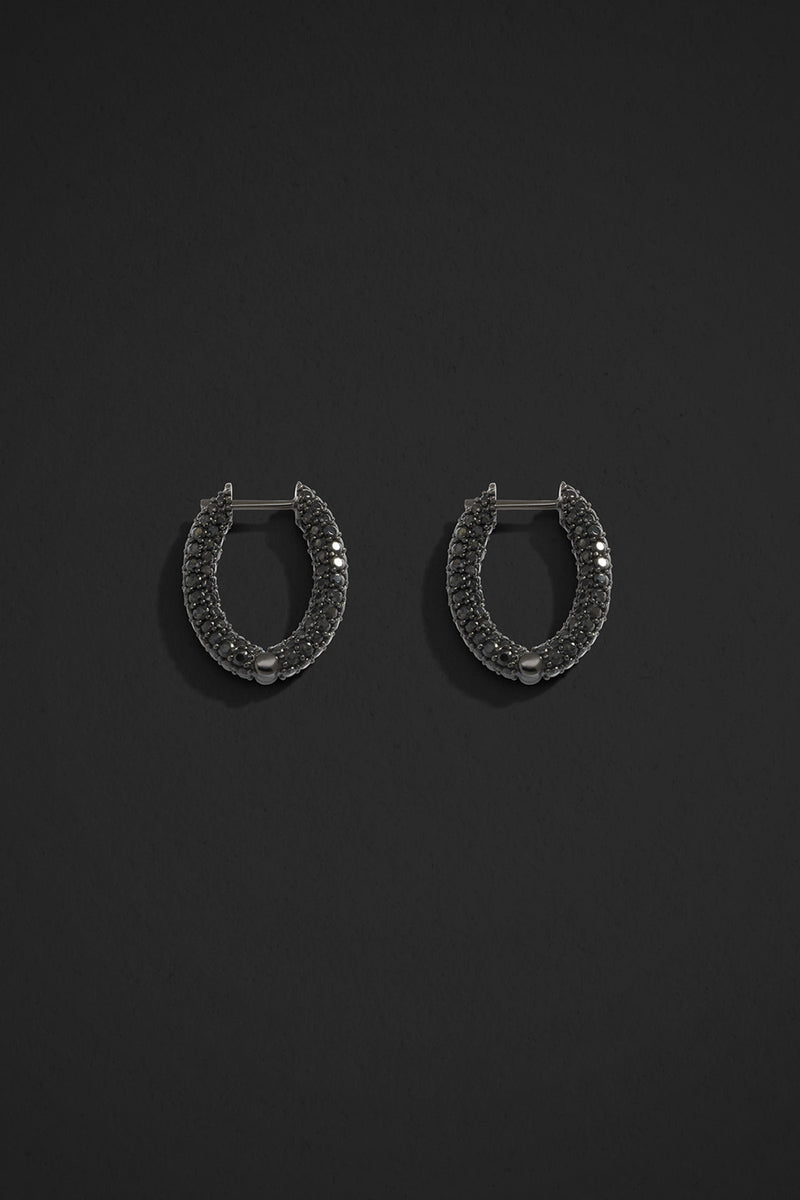 黑色密鑲圈形耳環