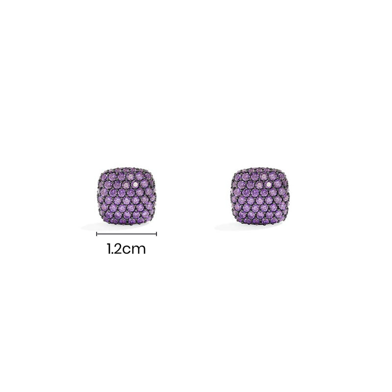 紫色方形耳環