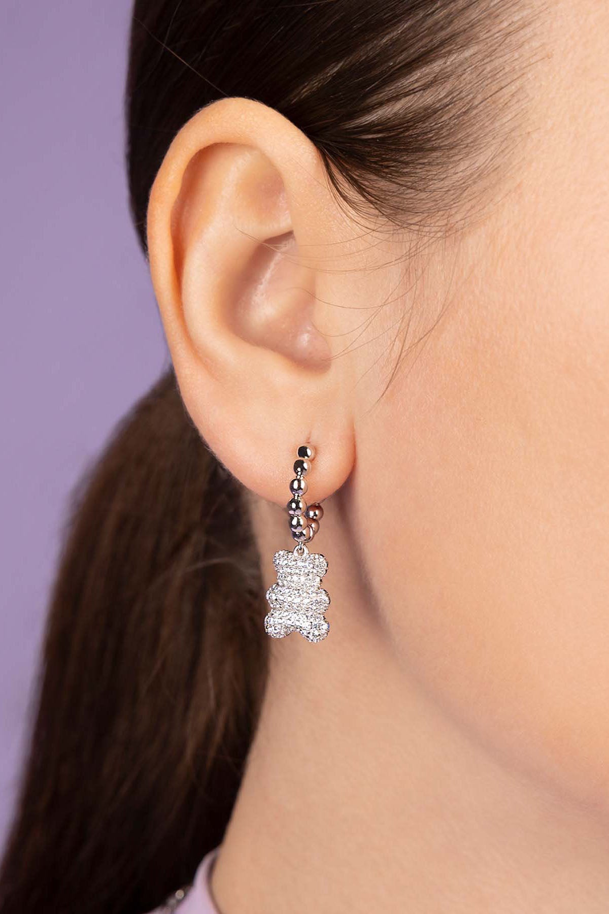 APM Monaco Baby Baba Yummy Bear Hoop Earring Worn on ear