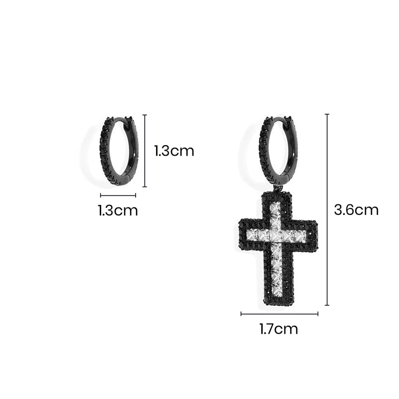 Orecchini a croce assimmetrici neri