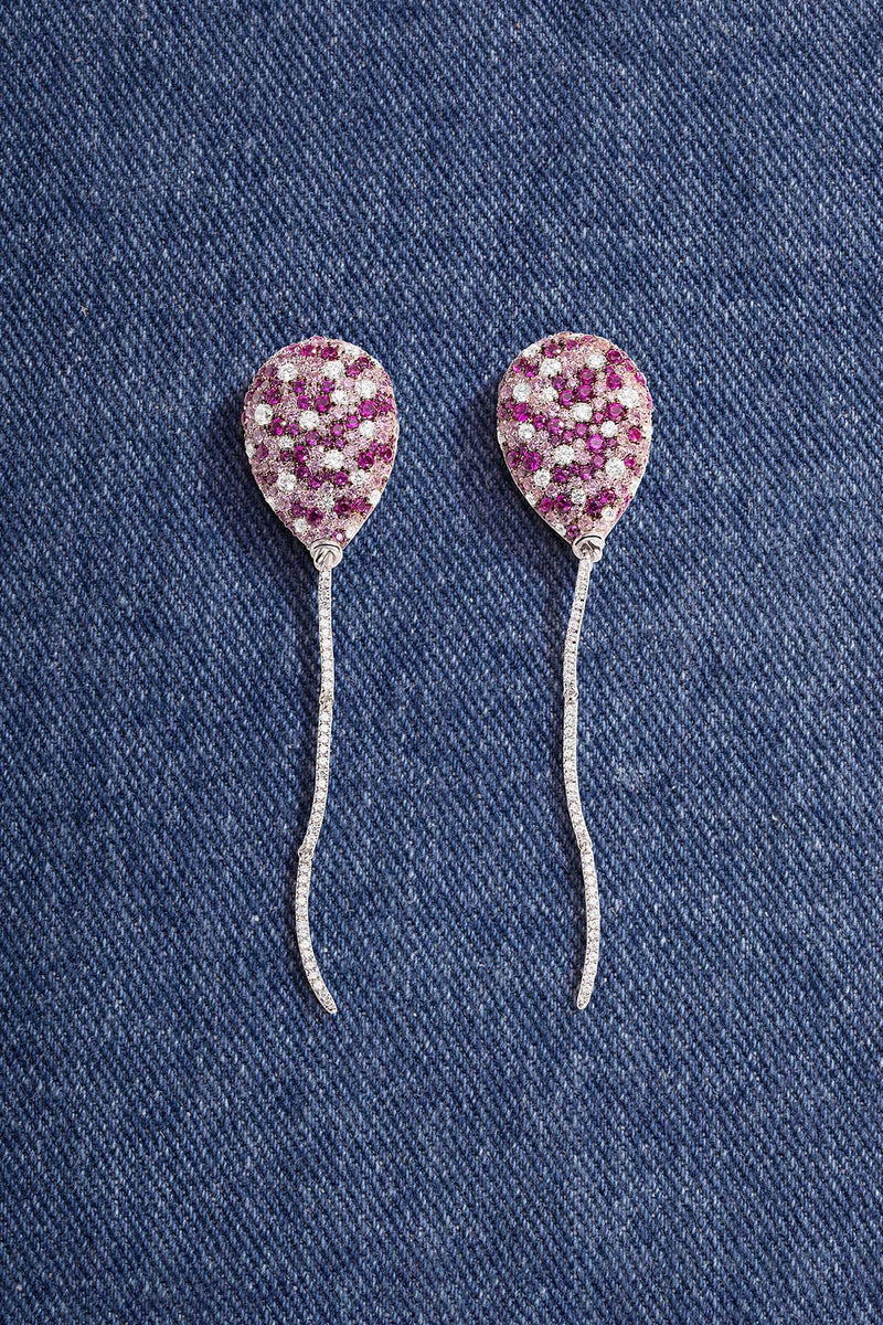 Fuchsia Balloon Drop Earrings