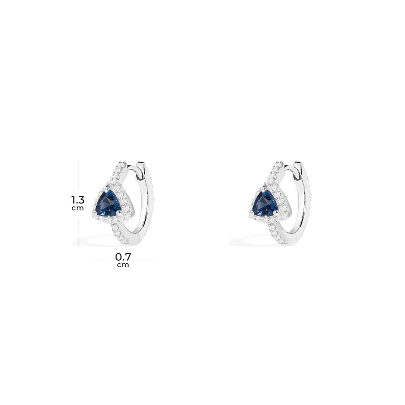 Blue Triangle Pavé Hoop Earrings