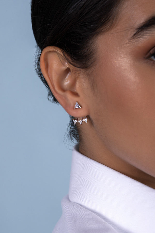 APM Monaco Éclat Triangle Ear Jackets in Silver