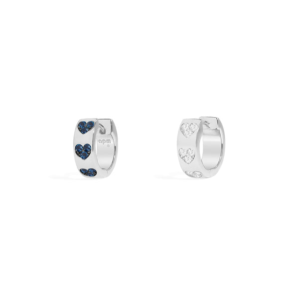 Blue & White Heart Huggie Earrings