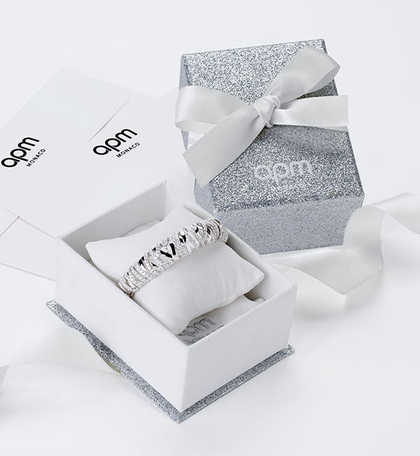 APM Monaco シルバーパール エレガントブレスレット ギフトボックス付き シルバー パールブレスレット 幅7mm 20cm ASPN-002 - AVALANCHE