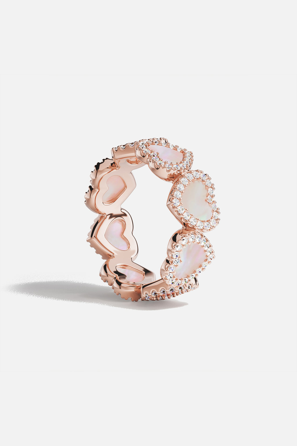 Pavé Pink Nacre Full Heart Ring APM Monaco
