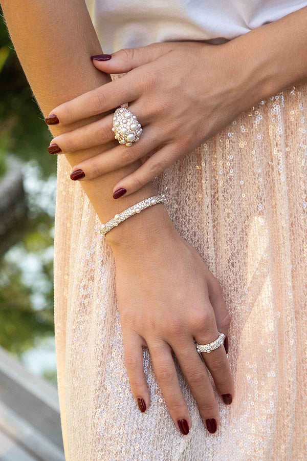 APM Monaco Pavé Ring with Pearls 