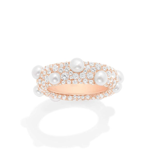 Pavé-Ring mit Perlen