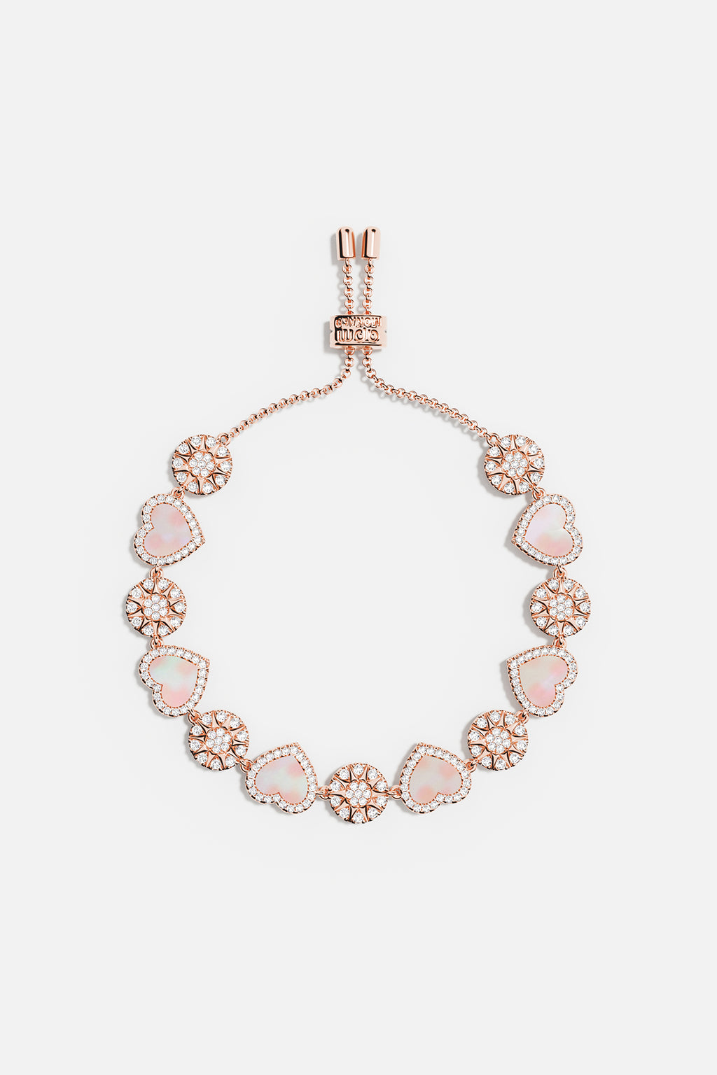 粉母贝心相连可调节手链| APM Monaco