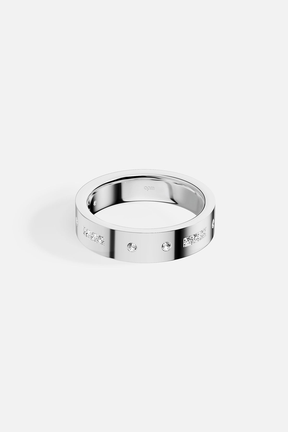 APM MONACO love morse code ring in alloy on white background
