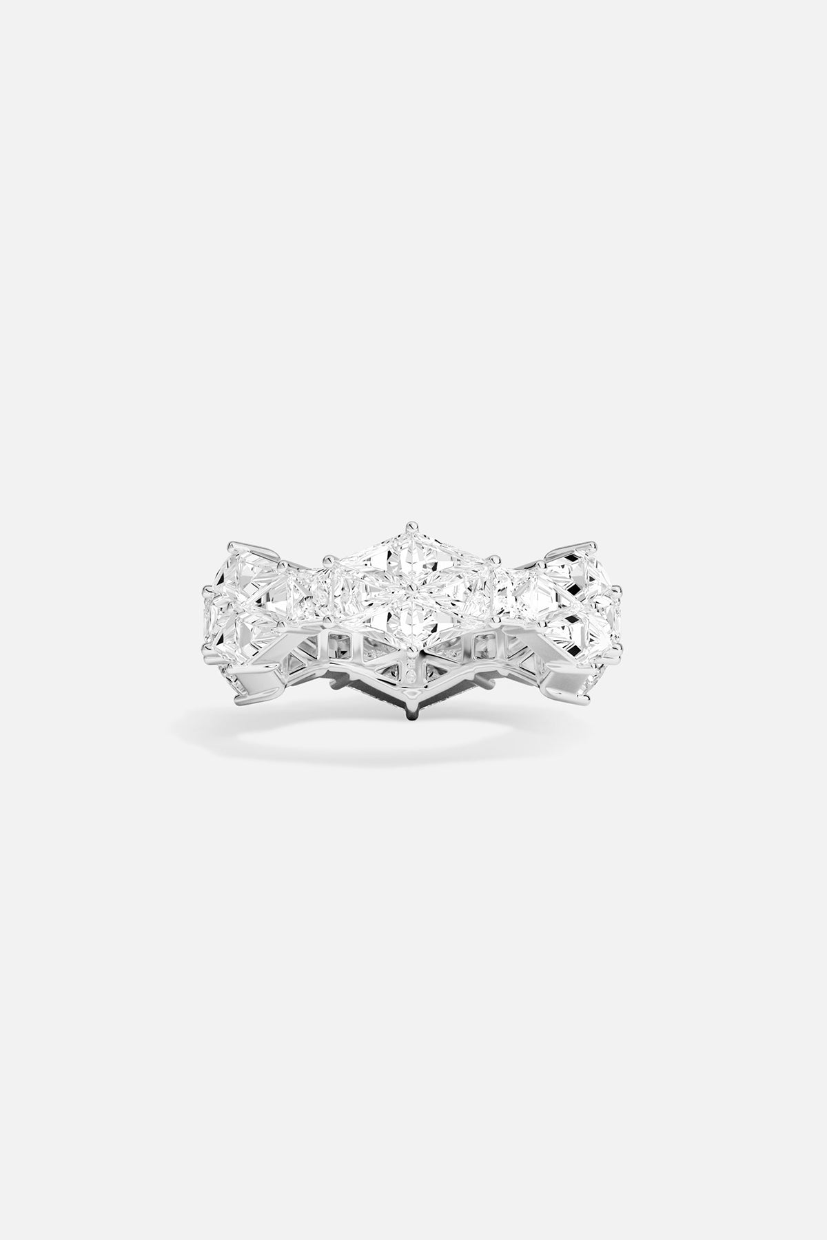 APM MONACO art deco pave ring on white background
