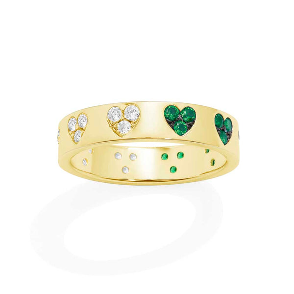 綠色和白色愛心戒指