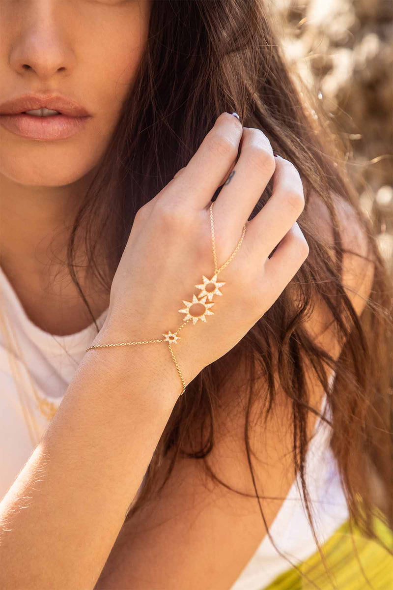 Sun Adjustable hand Bracelet with Ring