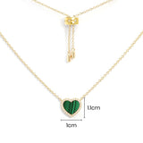 Mini Malachite Heart Adjustable Necklace