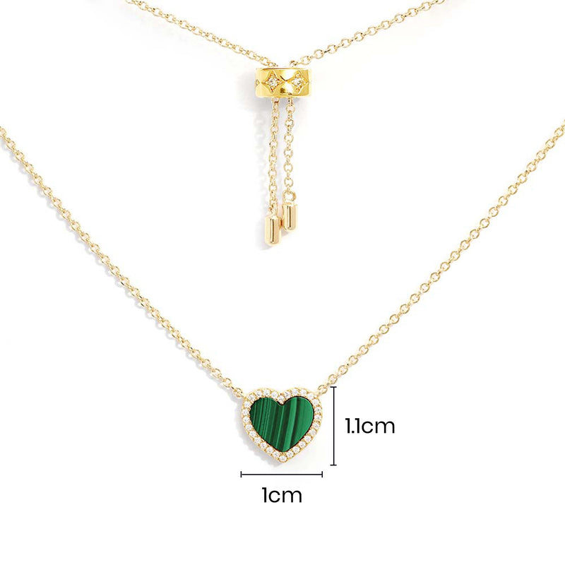 Verstellbare Halskette mit Mini-Malachit-Herzmotiv